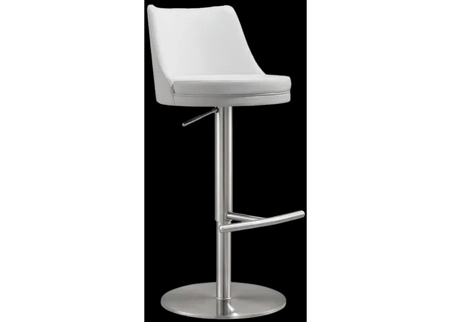 Reagan White and Silver Adjustable Stool