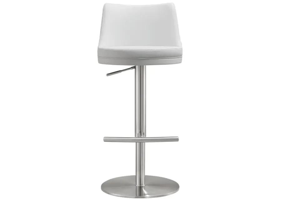 Reagan White and Silver Adjustable Stool