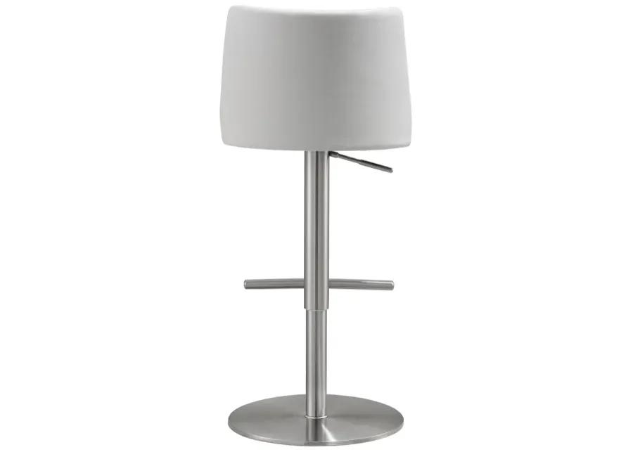 Reagan White and Silver Adjustable Stool