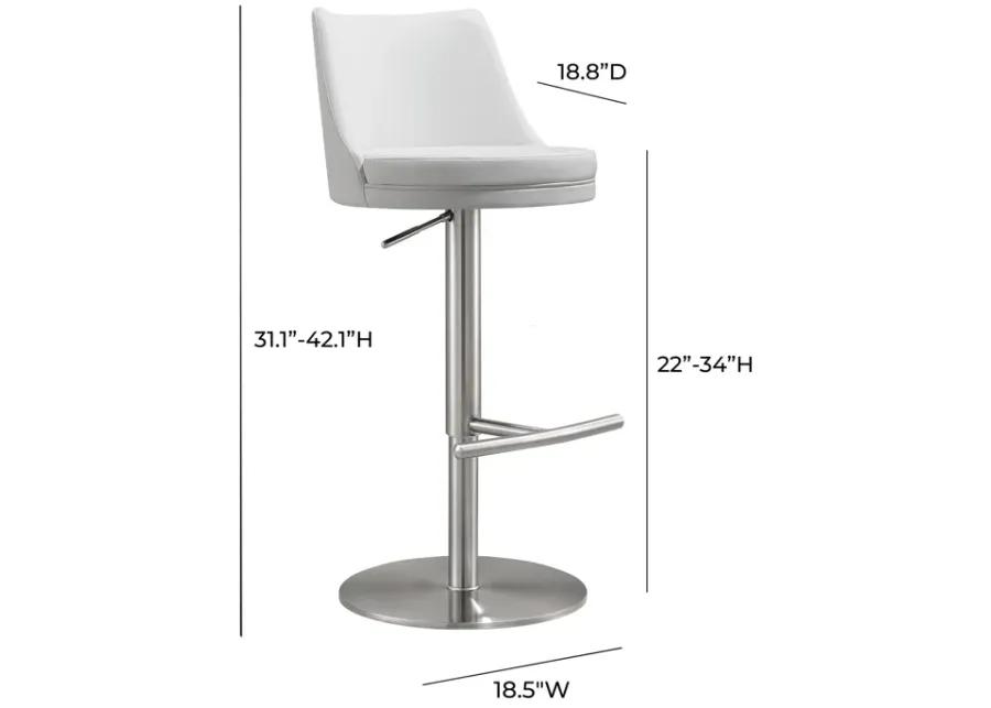 Reagan White and Silver Adjustable Stool