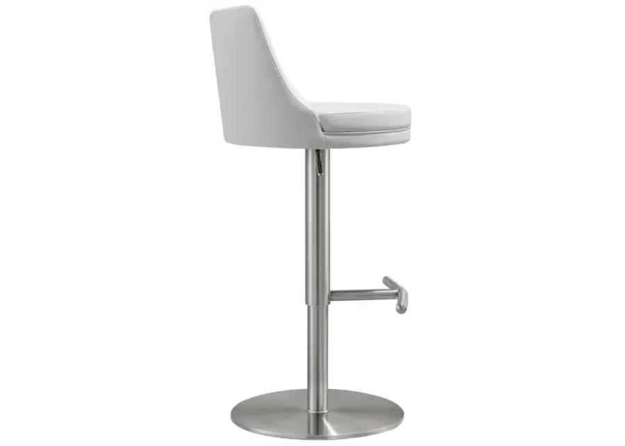 Reagan White and Silver Adjustable Stool