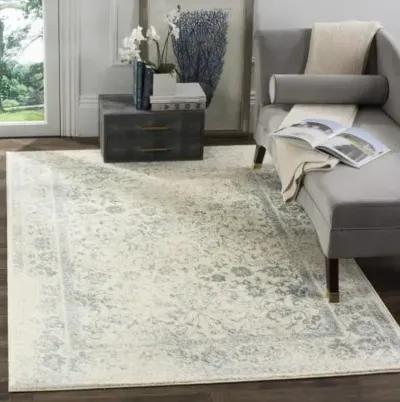 Adirondack Contemporary Ivory / Slate 6' X 6' Round Powerloomed Rug