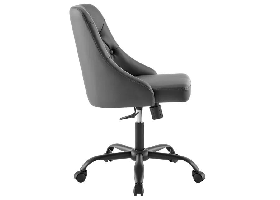 Distinct Tufted Swivel Vegan Leather Office Chair