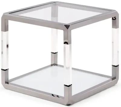 Jasper End Table in Acrylic/White Glass/PSS