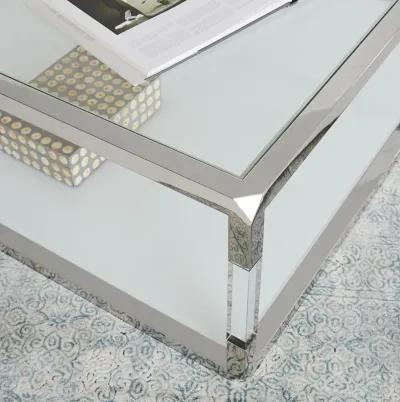 Jasper End Table in Acrylic/White Glass/PSS