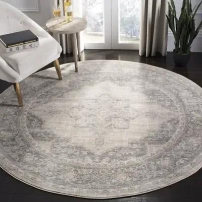 Brentwood 865 Cream / Grey 4' X 4' Round Round Powerloomed Rug