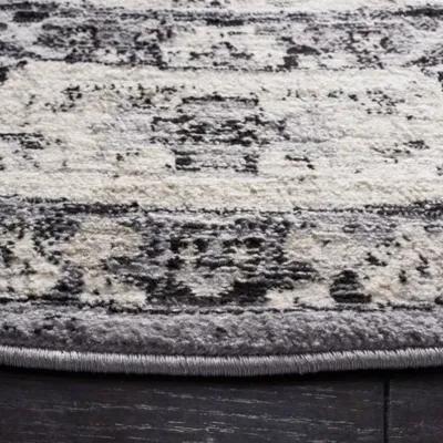 Brentwood 852 Grey / Black 6'-7" X 6'-7" Round Round Powerloomed Rug