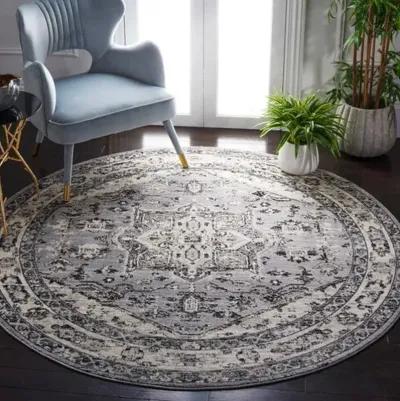 Brentwood 852 Grey / Black 6'-7" X 6'-7" Round Round Powerloomed Rug