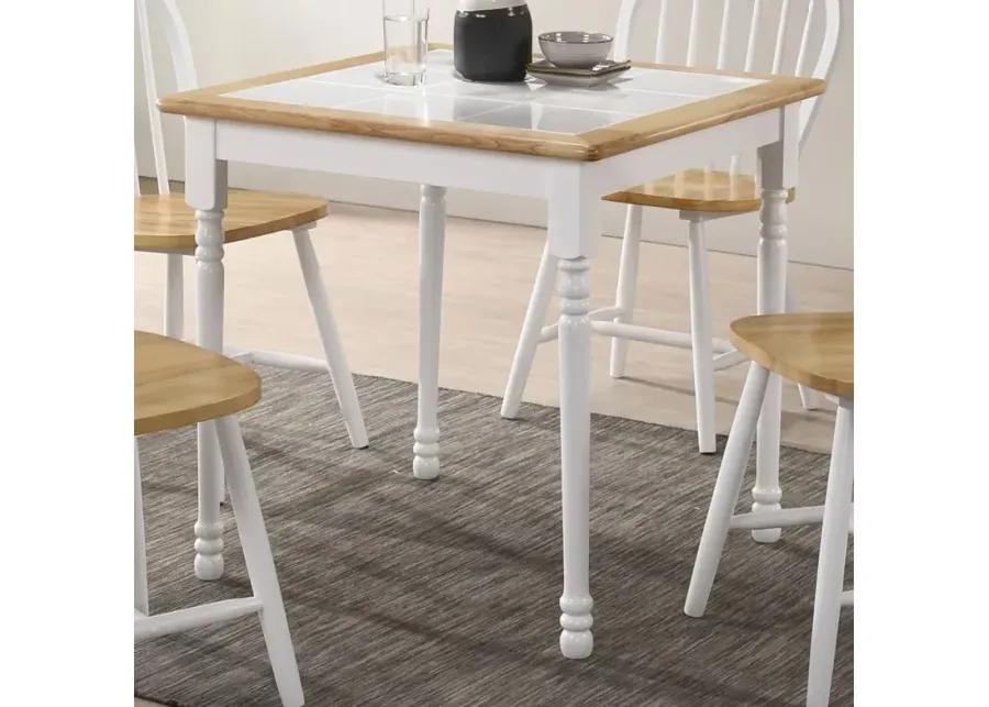 Carlene Square Top Dining Table Natural Brown and White