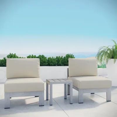 Shore 3 Piece Outdoor Patio Aluminum Sectional Sofa Set