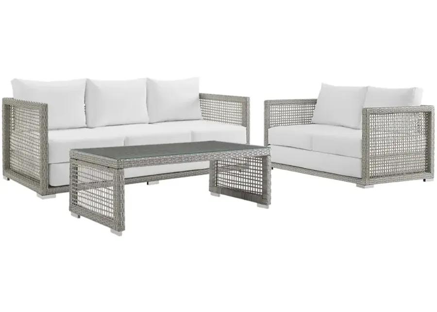 Aura 3 Piece Outdoor Patio Wicker Rattan Set