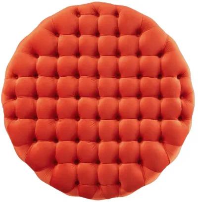 Amour Tufted Button Large Round Performance Velvet Ottoman