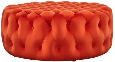 Amour Tufted Button Large Round Performance Velvet Ottoman