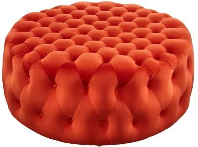 Amour Tufted Button Large Round Performance Velvet Ottoman