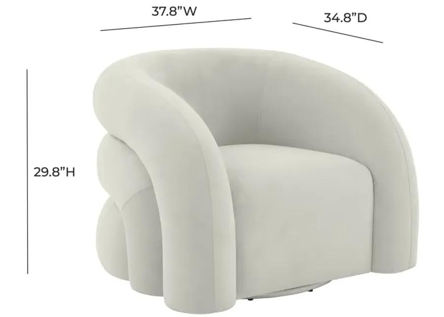 Slipper Light Grey Velvet Swivel Chair