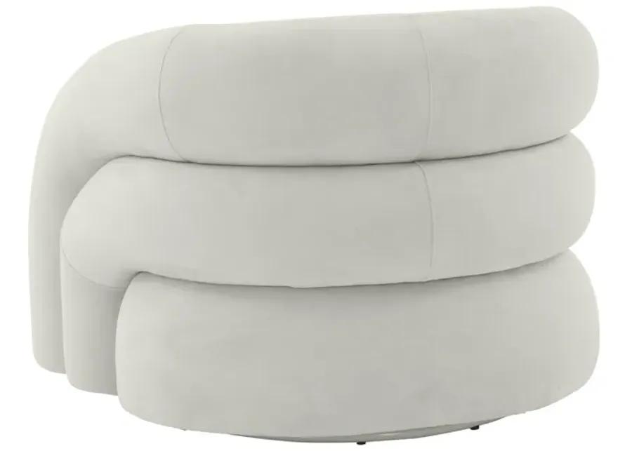 Slipper Light Grey Velvet Swivel Chair