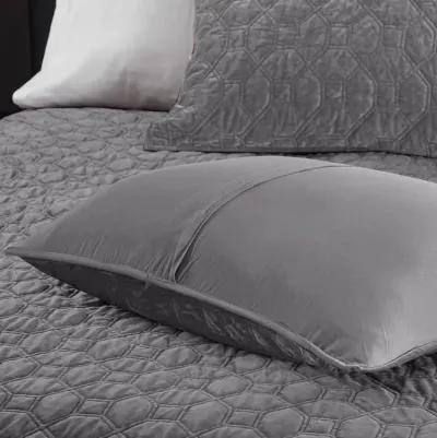 Madison Park Harper Grey 3 Piece Velvet Quilt Set