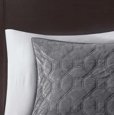 Madison Park Harper Grey 3 Piece Velvet Quilt Set