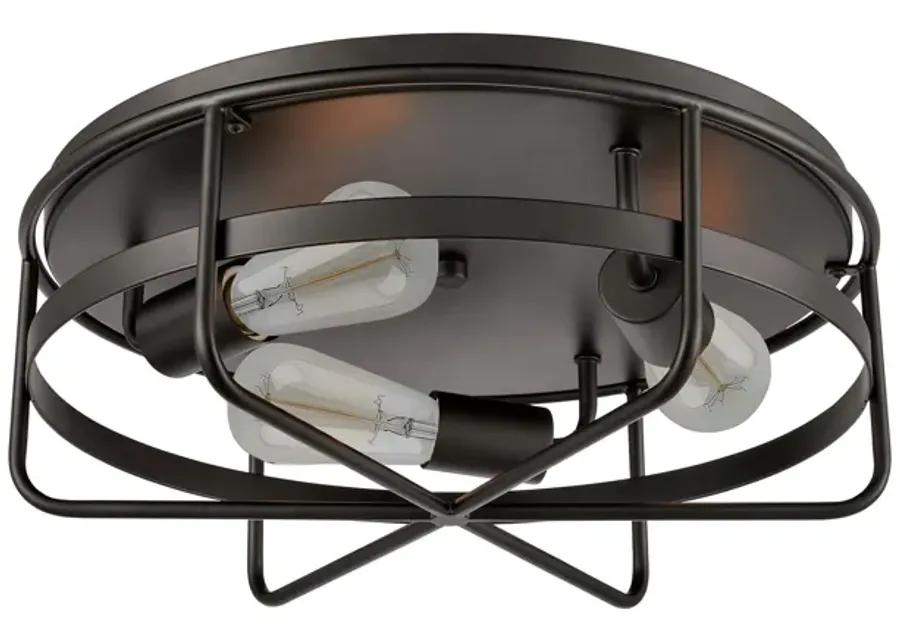 Wickshire 16" Wide 3-Light Flush Mount - Matte Black