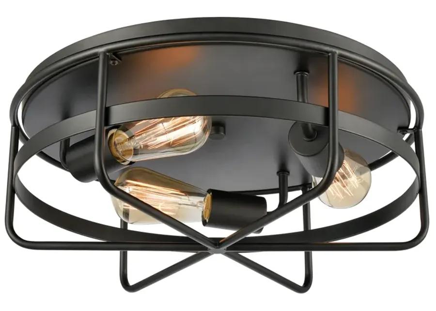 Wickshire 16" Wide 3-Light Flush Mount - Matte Black