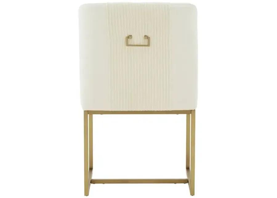 Lisa Cream Pleated Velvet Dining Chair