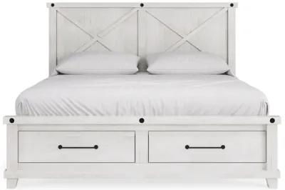 Yosemite King-size Solid Wood Footboard Storage Bed in Rustic White