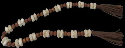 Wood, 26"l Travertine Beads Faux Leather, Multi