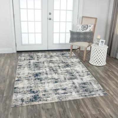 Chelsea Ivory / Teal Abstract Polyester 7'10" x 9'10" Rectangle Rug