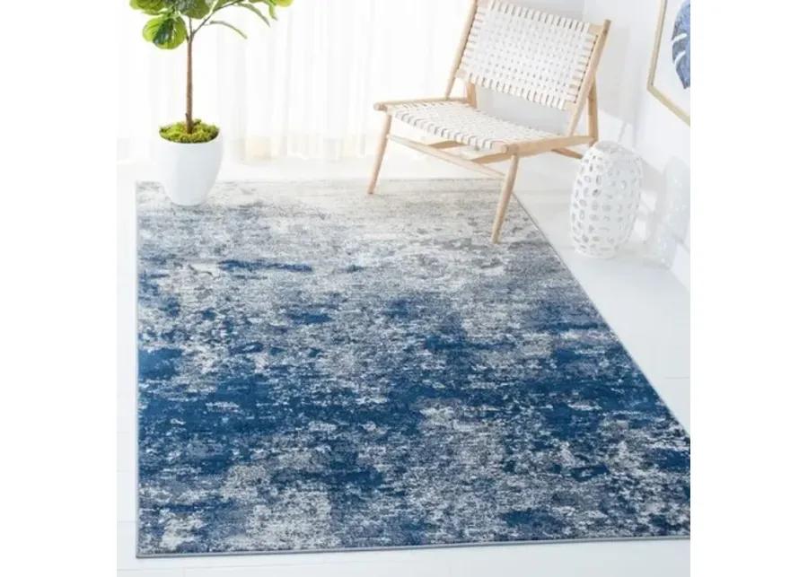 Brentwood 822 Grey / Navy 5'-3" X 7'-6" Medium Rectangle Powerloomed Rug