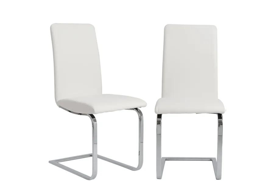 Cinzia Dining Chair in White with Chrome Legs - Set of 2