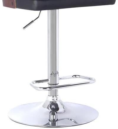 Storm Barstool in Chrome finish with Walnut wood and Black Faux Leather