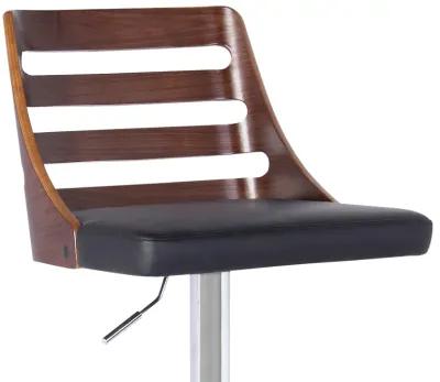 Storm Barstool in Chrome finish with Walnut wood and Black Faux Leather