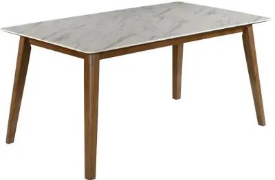 Everett 6-piece Faux Marble Top Dining Table Natural Walnut and Grey