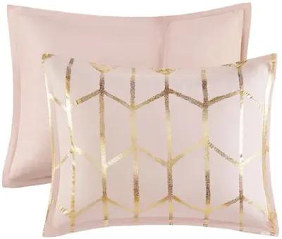 Intelligent Design Raina Blush/Gold Metallic Printed Comforter Set