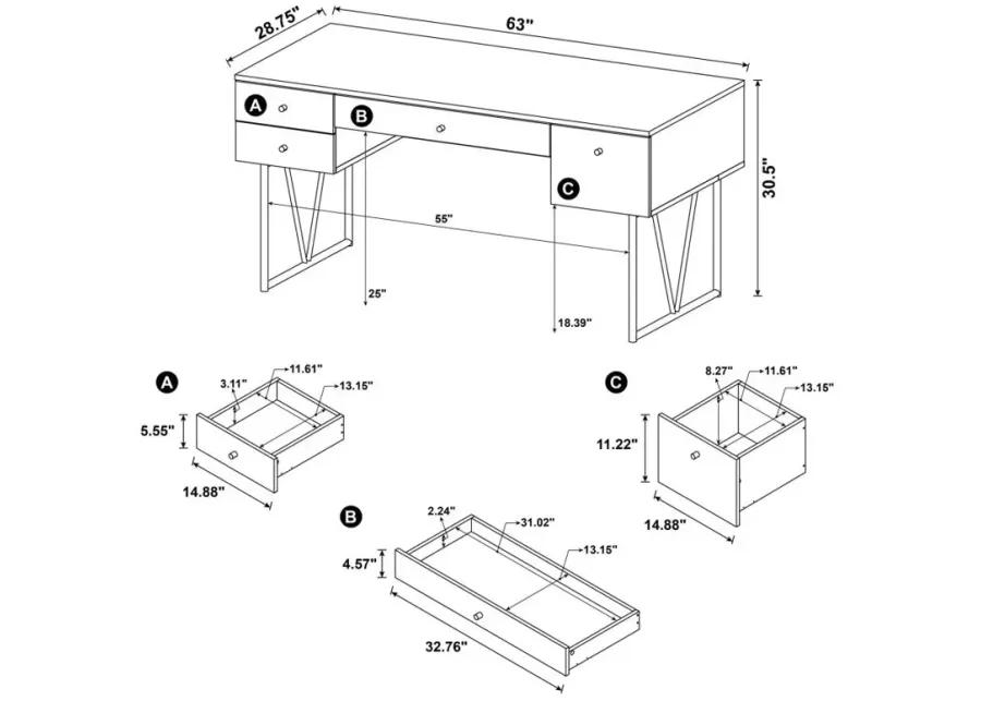 Belfield 4-Drawer Writing Desk