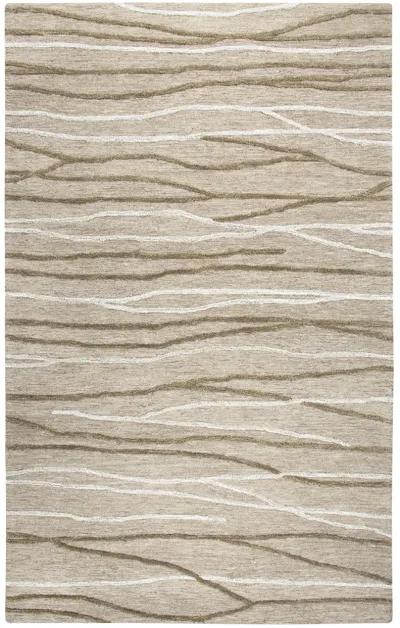 Idyllic Brown/Natural Lines Wool 5' x 8' Rectangle Rug