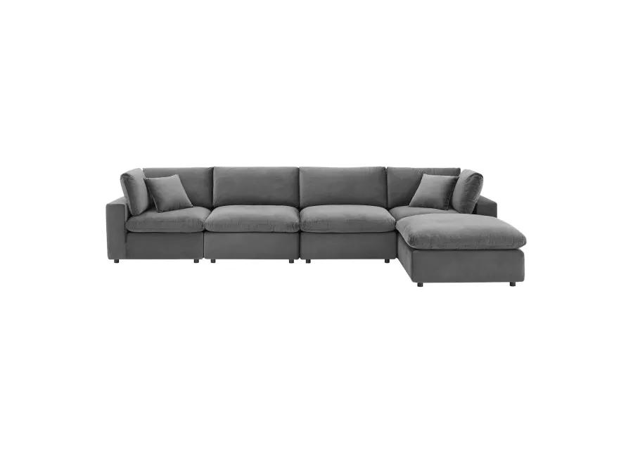 Commix Down Filled Overstuffed Performance Velvet 5-Piece Sectional