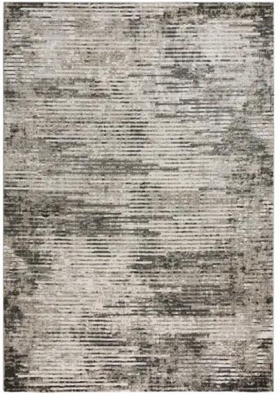 Calabria Gray Abstract Polyester 6'7" x 9'6" Rectangle Rug