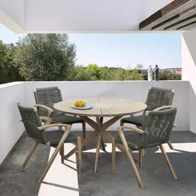 Oasis and Brielle Outdoor 5 Piece Light Eucalyptus and Concrete Dining Set