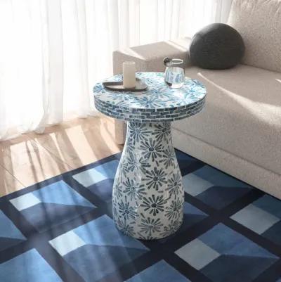 Halio Blue Floral Shell Side Table