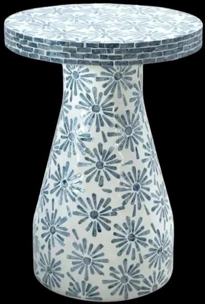 Halio Blue Floral Shell Side Table