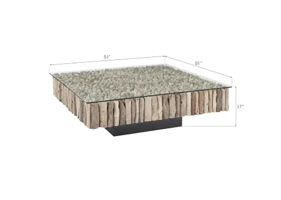 manhattan coffee table, square, with glass