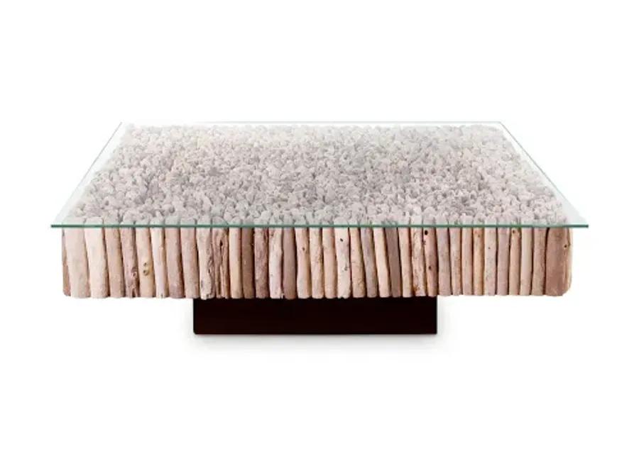 manhattan coffee table, square, with glass