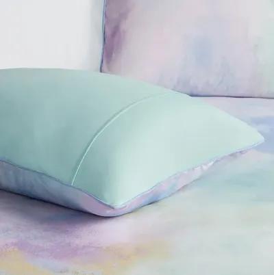 Intelligent Design Cassiopeia Aqua Watercolor Tie Dye Printed Comforter Set with Throw Pillow