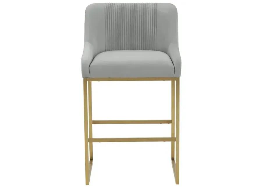 Lisa Grey Pleated Velvet Counter Stool