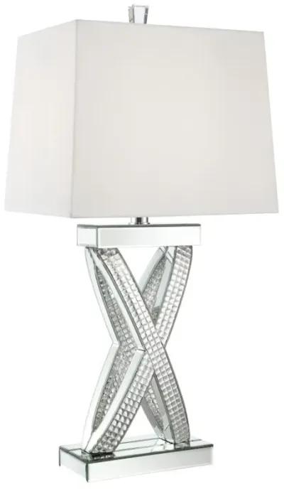 Dominick Table Lamp with Rectange Shade White and Mirror