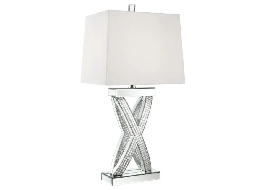 Dominick Table Lamp with Rectange Shade White and Mirror