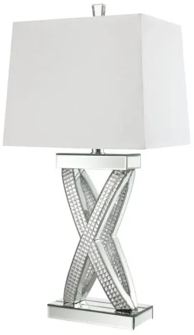 Dominick Table Lamp with Rectange Shade White and Mirror