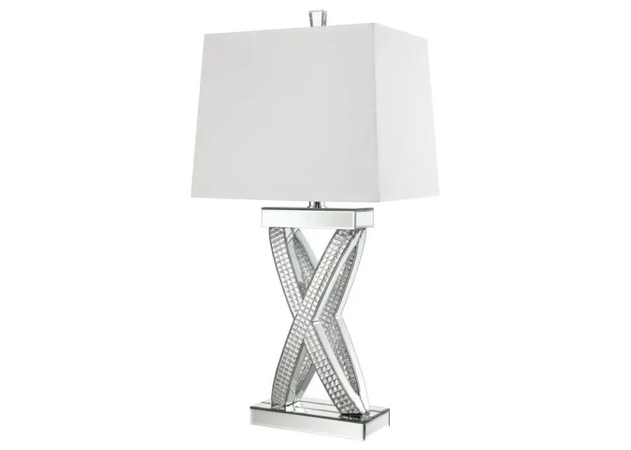 Dominick Table Lamp with Rectange Shade White and Mirror