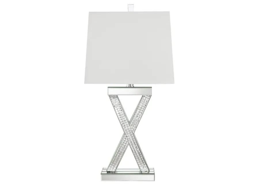 Dominick Table Lamp with Rectange Shade White and Mirror